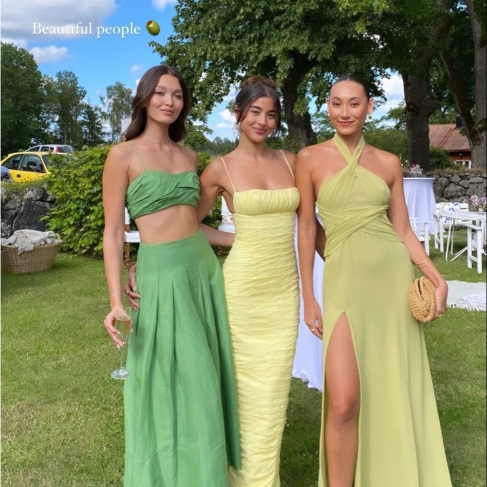Vibrant Yellow Strapless Ruched Dress with High Slit for Cocktail